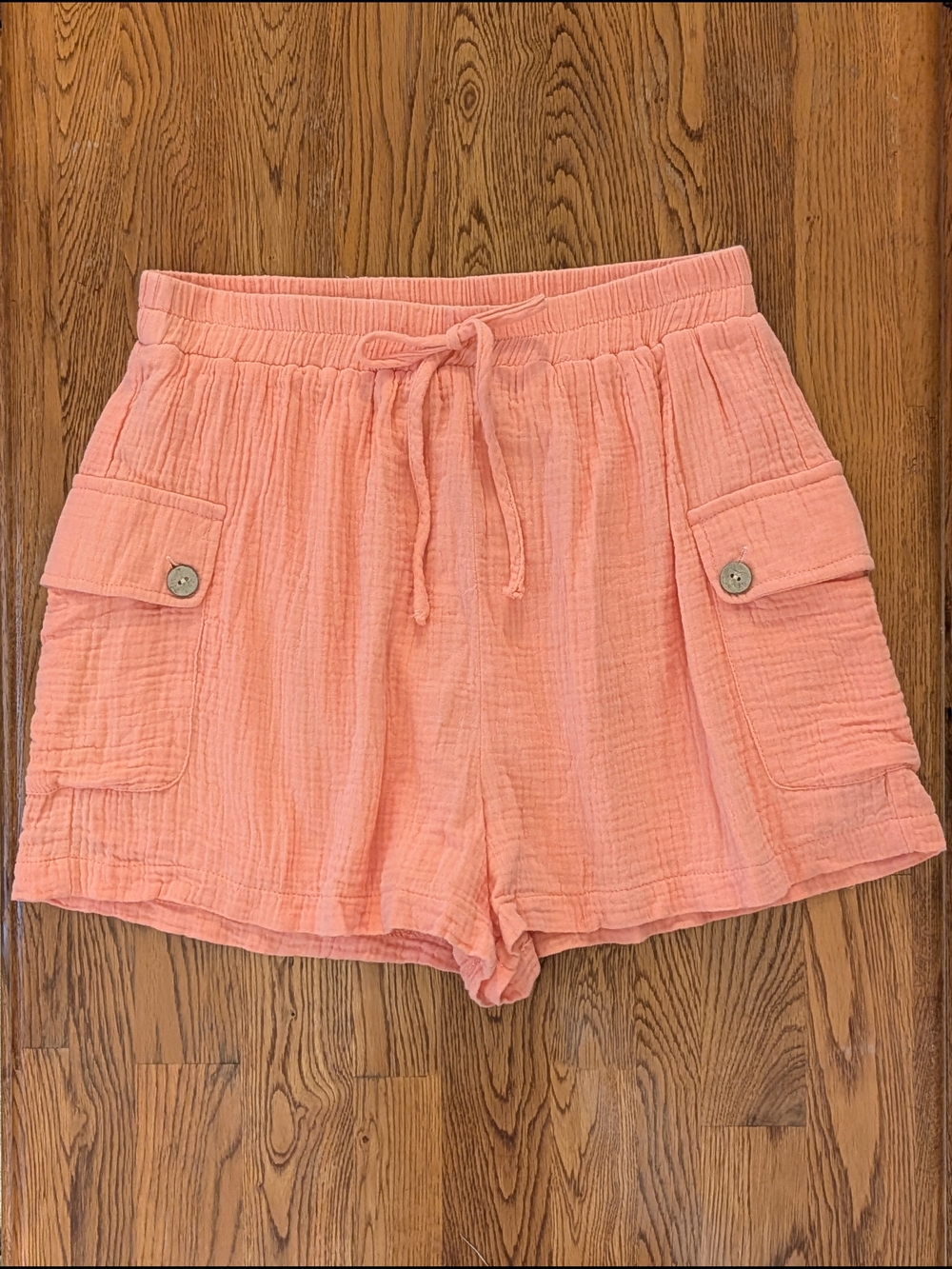 Lida Kate Coral Orange Gauzy Cotton Lined Shorts